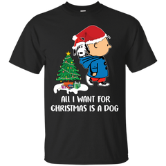 All I Want For Christmas Is A Dog Snoopy Charlie Brown The Peanuts Movie Cotton T-Shirt - The White Eagles