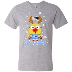 Minion New England Patriots Ugly Christmas Sweaters Let It Snow Men's V-Neck T-Shirt - The White Eagles