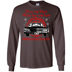 Deck The Halls With Salt And Iron Impala Lalalalalalala Supernatural Ugly Christmas Sweater LS Cotton T-Shirt - The White Eagles