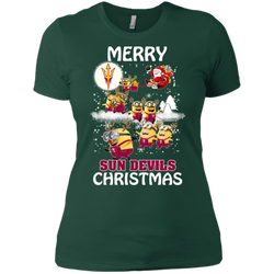 Arizona State Sun Devils Ugly Christmas Sweaters Minions Santa Claus Merry Christmas Ladies' Shirt - The White Eagles