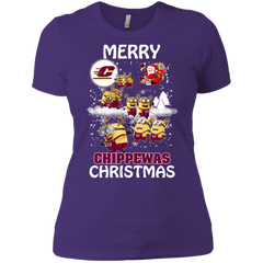 Central Michigan Chippewas Ugly Christmas Sweaters Minions Santa Claus Merry Christmas Ladies' Shirt - The White Eagles