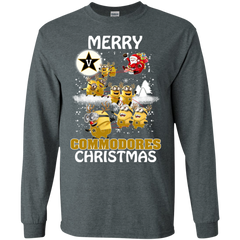 Vanderbilt Commodores Ugly Christmas Sweaters Minions Santa Claus Merry Christmas LS Cotton T-Shirt - The White Eagles
