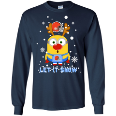 Minion Cleveland Browns Ugly Christmas Sweaters Let It Snow LS Cotton T-Shirt - The White Eagles