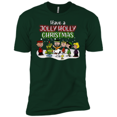 Have A Jolly Holly Christmas The Peanuts Movie Snoopy Charlie Brown Woodstock Men's Sleeve Shirt - The White Eagles