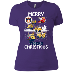 Auburn Tigers Ugly Christmas Sweaters Minions Santa Claus Merry Christmas Ladies' Shirt - The White Eagles