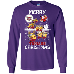 Troy Trojans Ugly Christmas Sweaters Minions Santa Claus Merry Christmas LS Cotton T-Shirt - The White Eagles