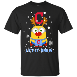 Minion Cleveland Indians  Ugly Christmas Sweaters Let It Snow Cotton T-Shirt - The White Eagles