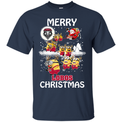 New Mexico Lobos Ugly Christmas Sweaters Minions Santa Claus Merry Christmas Cotton T-Shirt - The White Eagles