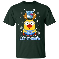 Minion New York Rangers Ugly Christmas Sweaters Let It Snow Cotton T-Shirt - The White Eagles
