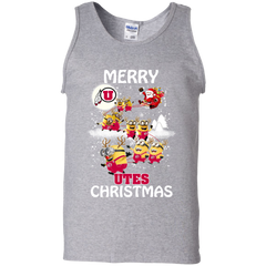 Utah Utes Ugly Christmas Sweaters Minions Santa Claus Merry Christmas Tank Top - The White Eagles