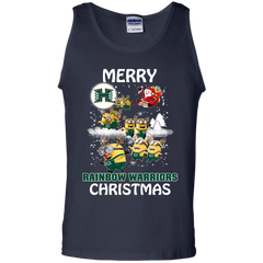 Hawaii Rainbow Warriors Ugly Christmas Sweaters Minions Santa Claus Merry Christmas Tank Top - The White Eagles
