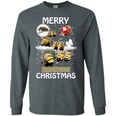 Western Michigan Broncos Ugly Christmas Sweaters Minions Santa Claus Merry Christmas LS Cotton T-Shirt - The White Eagles