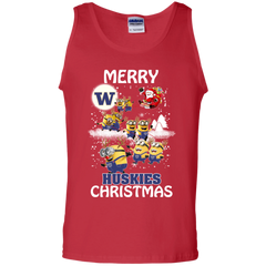 Washington Huskies Ugly Christmas Sweaters Minions Santa Claus Merry Christmas Tank Top - The White Eagles