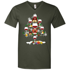 Christmas Is Coming Wine Santa Claus Ugly Christmas Sweater Men's V-Neck T-Shirt - The White Eagles