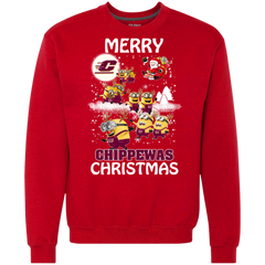 Central Michigan Chippewas Ugly Christmas Sweaters Minions Santa Claus Merry Christmas Sweatshirt - The White Eagles