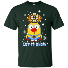 Minion Boston Bruins Ugly Christmas Sweaters Let It Snow Cotton T-Shirt - The White Eagles