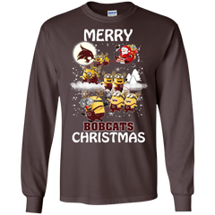 Texas State Bobcats Ugly Christmas Sweaters Minions Santa Claus Merry Christmas LS Cotton T-Shirt - The White Eagles