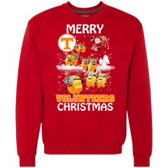 Tennessee Volunteers Ugly Christmas Sweaters Minions Santa Claus Merry Christmas Sweatshirt - The White Eagles