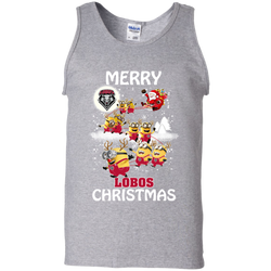 New Mexico Lobos Ugly Christmas Sweaters Minions Santa Claus Merry Christmas Tank Top - The White Eagles
