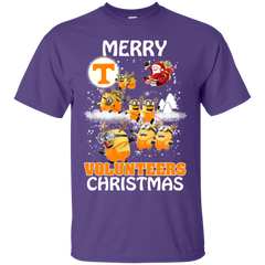 Tennessee Volunteers Ugly Christmas Sweaters Minions Santa Claus Merry Christmas Cotton T-Shirt - The White Eagles