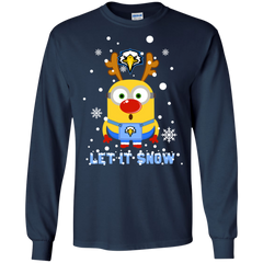 Minion Morehead State Eagles Ugly Christmas Sweaters Let It Snow LS Cotton T-Shirt - The White Eagles