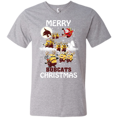Texas State Bobcats Ugly Christmas Sweaters Minions Santa Claus Merry Christmas Men's V-Neck T-Shirt - The White Eagles