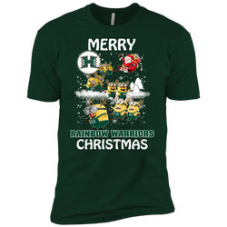 Hawaii Rainbow Warriors Ugly Christmas Sweaters Minions Santa Claus Merry Christmas Men's Sleeve Shirt - The White Eagles