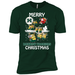 Hawaii Rainbow Warriors Ugly Christmas Sweaters Minions Santa Claus Merry Christmas Men's Sleeve Shirt - The White Eagles