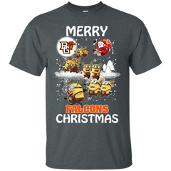 Bowling Green Falcons Ugly Christmas Sweaters Minions Santa Claus Merry Christmas Cotton T-Shirt - The White Eagles