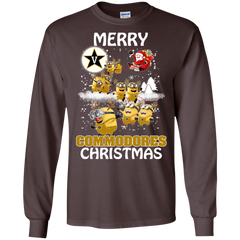 Vanderbilt Commodores Ugly Christmas Sweaters Minions Santa Claus Merry Christmas LS Cotton T-Shirt - The White Eagles