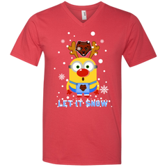Minion Brown Bears Ugly Christmas Sweaters Let It Snow Men's V-Neck T-Shirt - The White Eagles