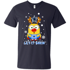Minion Dallas Cowboys Ugly Christmas Sweaters Let It Snow Men's V-Neck T-Shirt - The White Eagles