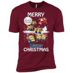 Utah State Aggies Ugly Christmas Sweaters Minions Santa Claus Merry Christmas Men's Sleeve Shirt - The White Eagles