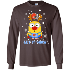 Minion Cleveland Browns Ugly Christmas Sweaters Let It Snow LS Cotton T-Shirt - The White Eagles