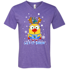 Minion Delaware Fightin_ Blue Hens Ugly Christmas Sweaters Let It Snow Men's V-Neck T-Shirt - The White Eagles
