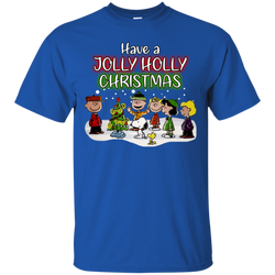 Have A Jolly Holly Christmas The Peanuts Movie Snoopy Charlie Brown Woodstock Cotton T-Shirt - The White Eagles
