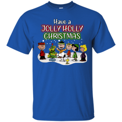 Have A Jolly Holly Christmas The Peanuts Movie Snoopy Charlie Brown Woodstock Cotton T-Shirt - The White Eagles