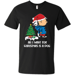 All I Want For Christmas Is A Dog Snoopy Charlie Brown The Peanuts Movie Men's V-Neck T-Shirt - The White Eagles