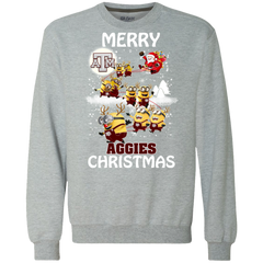 Texas A_amp_m Aggies Ugly Christmas Sweaters Minions Santa Claus Merry Christmas Sweatshirt - The White Eagles