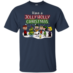 Have A Jolly Holly Christmas The Peanuts Movie Snoopy Charlie Brown Woodstock Cotton T-Shirt - The White Eagles