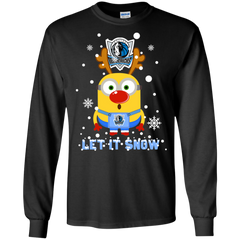 Minion Dallas Mavericks Ugly Christmas Sweaters Let It Snow LS Cotton T-Shirt - The White Eagles