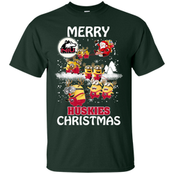 Northern Lllinois Huskies Ugly Christmas Sweaters Minions Santa Claus Merry Christmas Cotton T-Shirt - The White Eagles