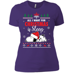 All I Want For Christmas Is Sleep Snoopy The Peanuts Movie Ladies' Shirt - The White Eagles