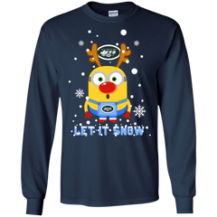 Minion New York Jets Ugly Christmas Sweaters Let It Snow LS Cotton T-Shirt - The White Eagles