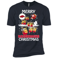 Arkansas Razorback T Shirts Minions Santa Claus Merry Christmas Men's Sleeve Shirt - The White Eagles
