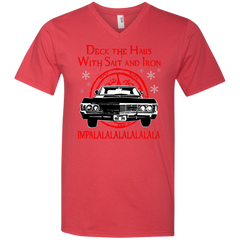 Deck The Halls With Salt And Iron Impala Lalalalalalala Supernatural Ugly Christmas Sweater Men's V-Neck T-Shirt - The White Eagles