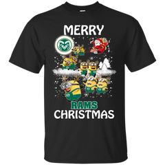 Colorado State Rams Ugly Christmas Sweaters Minions Santa Claus Merry Christmas Cotton T-Shirt - The White Eagles