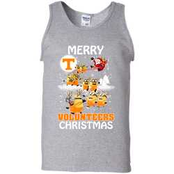 Tennessee Volunteers Ugly Christmas Sweaters Minions Santa Claus Merry Christmas Tank Top - The White Eagles