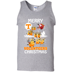 Tennessee Volunteers Ugly Christmas Sweaters Minions Santa Claus Merry Christmas Tank Top - The White Eagles