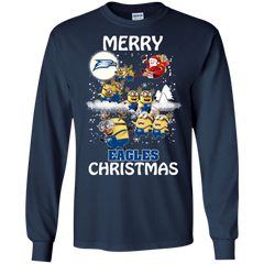 Georgia Southern Eagles Ugly Christmas Sweaters Minions Santa Claus Merry Christmas LS Cotton T-Shirt - The White Eagles